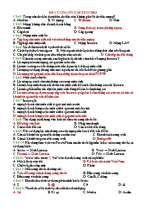 Đề cương ôn tập HKI môn Tin học Lớp 9 (Có đáp án)